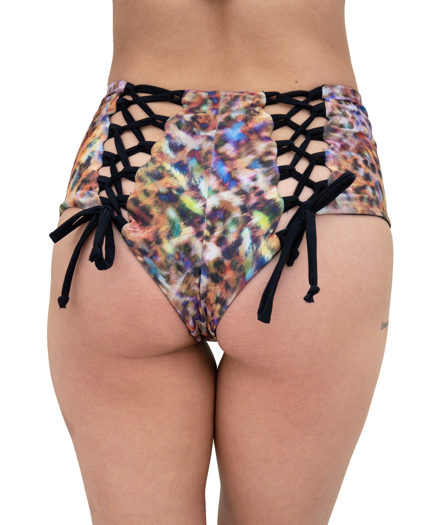 Hollywood High Waisted Short - Reversible Black & Colorful Kitty
